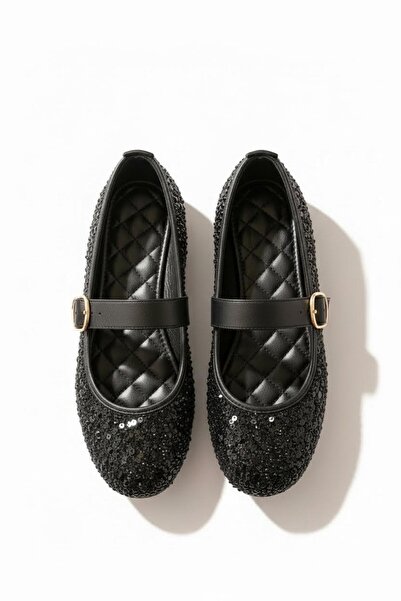 Aybar Pullu Simli Mary jane Tokalı Kadın Şık Günlük Babet