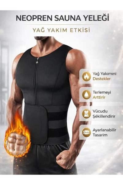Ankaflex Neopren Sauna BelEğitici Korseli Yelek Fermuarlı Vücut Kompresyon Şe...