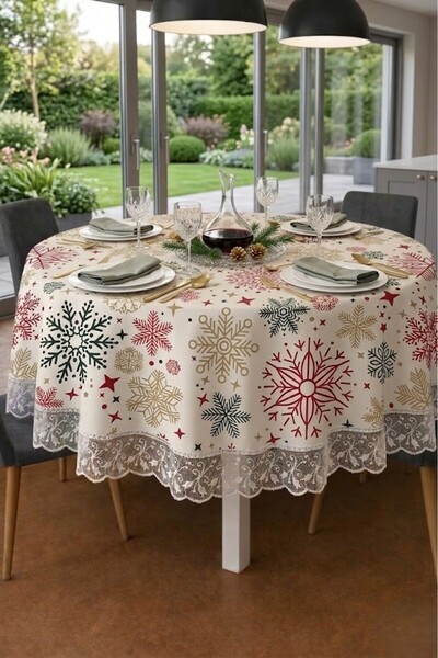 Rona Home Ανθεκτικό στους λεκέδες, ποιοτικό ύφασμα, στρογγυλό τραπεζομάντιλο ...