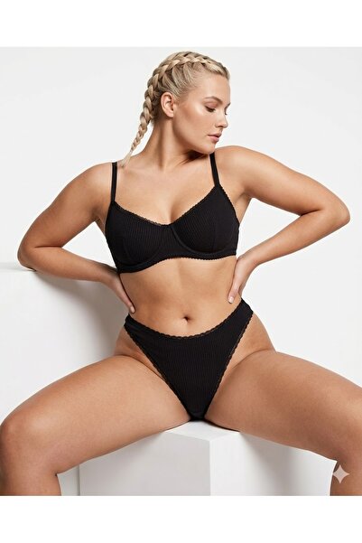 RUYAZ TEKSTİL Set de chiloți și sutien din bumbac negru (sutien bralet)