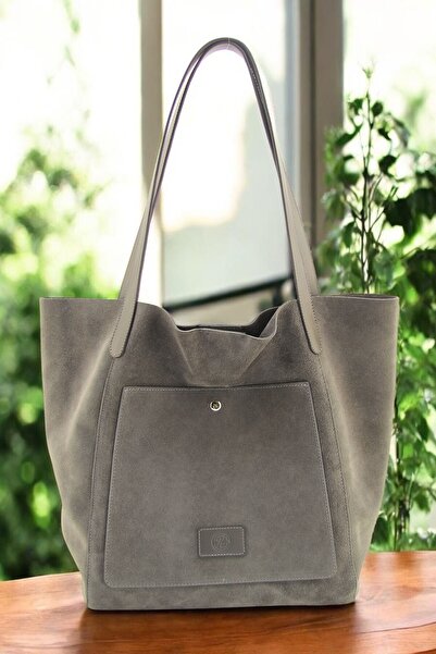 EYLÜL EZGİ BUTİK Hobo Large Genuine Suede Leather Shoulder Bag