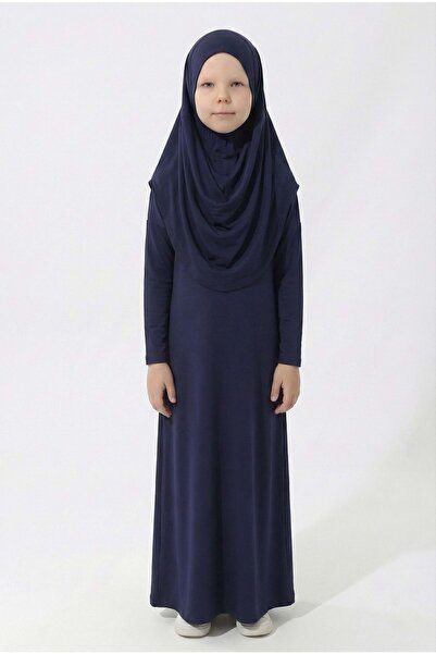 s.t. sebat tekstil Ολόσωμο Τζέρσεϊ Φόρεμα Προσευχής για Κορίτσια ΜΠΛΕ ΣΚΟΥΡΟ