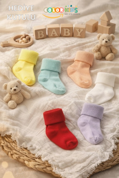 Color Socks 🍼 6 Çift Kutulu Organik Bebek Çorap Seti (Soft Touch)