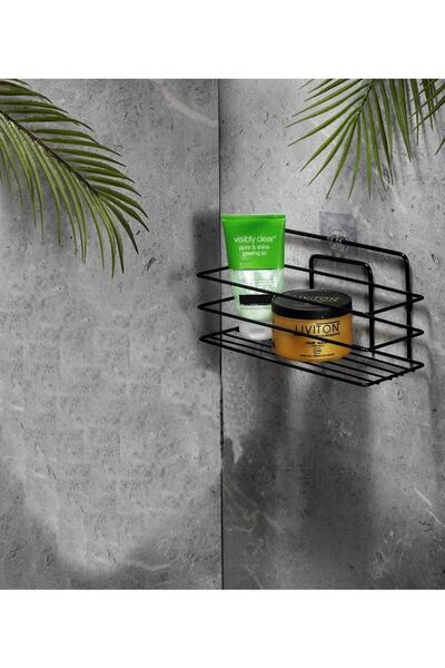 Sas Haus Raft de baie cu adeziv negru, suport pentru șampon pentru duș, raft ...