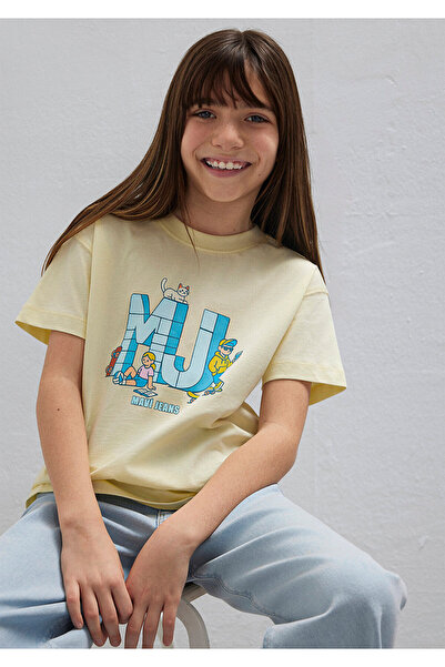 Mavi MJ Logo Printed Yellow T-Shirt Loose Fit / Relaxed Fit 7610431-89143