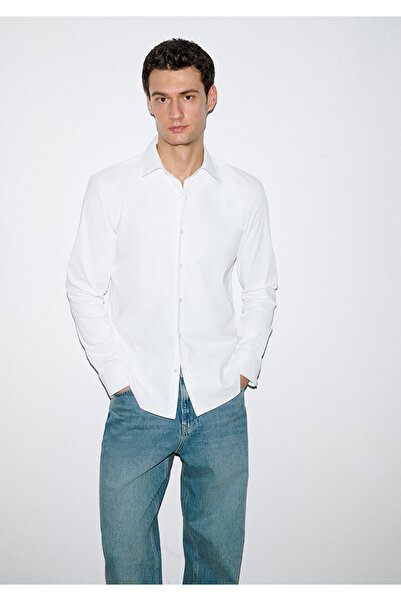 Mavi Lightweight and Flexible White Travel Shirt Regular Fit / Normal Cut 021...