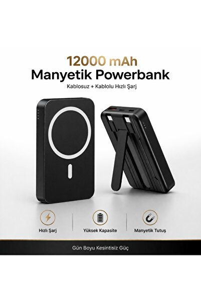 Deppo Trend iPhone 12/13/14/15/16 Plus/17 Pro Max Uyumlu 12000 Powerbank Kabl...