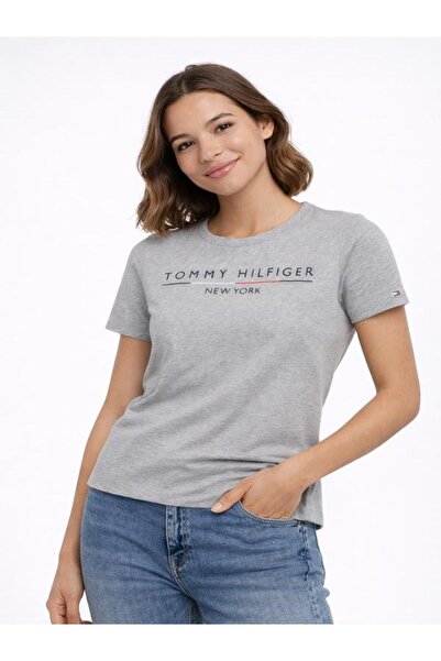 Tommy Hilfiger Organic Cotton New York Logo Regular Fit Women's White T-Shirt