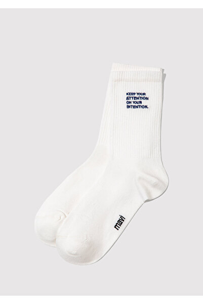 Mavi Slogan Embroidered White Socks 1913921-620