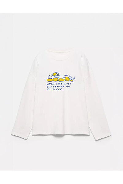 Disante 100% βαμβάκι Oversize Fit WHEN LIFE GIVES YOU LEMONS Με στάμπα - Μακρ...