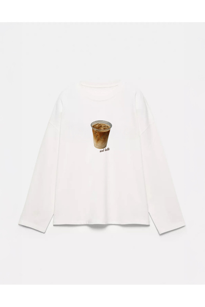 Disante 100% bumbac, croială supradimensionată, cu imprimeu Iced Latte - Tric...