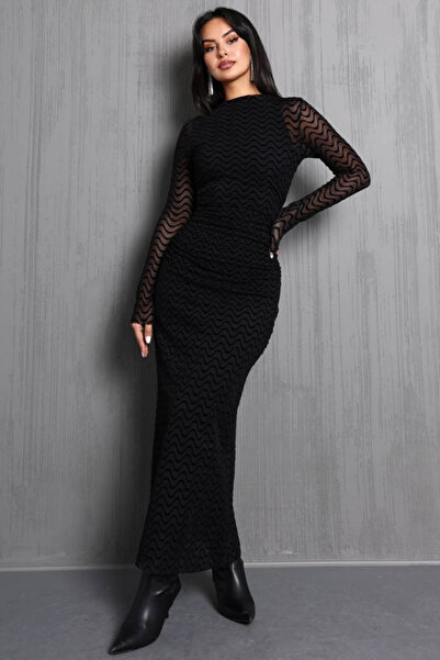 MYA Kadın Desenli Transparan Elbise, Uzun Gece Elbisesi, Tarz Günlük Elbise, ...