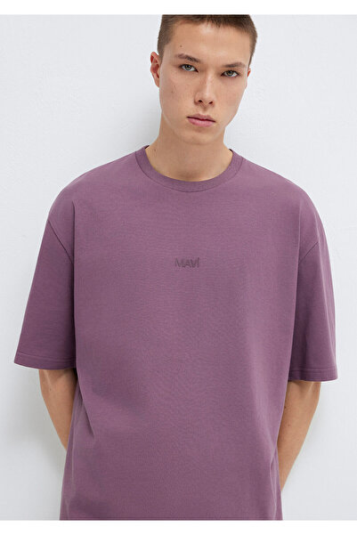 Mavi Bedrucktes lila T-Shirt mit entspannter Passform / Relaxed Fit 0613093-7...