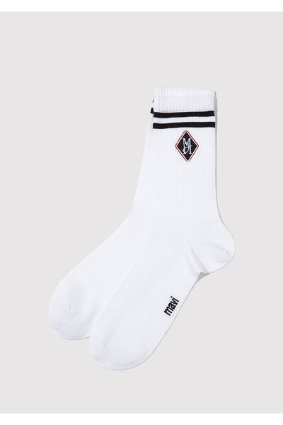 Mavi Mj Embroidered White Socks 0912196-620