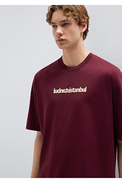 Mavi Тениска с принт Истанбул, цвят бордо, овърсайз / широка кройка 0613591-7...