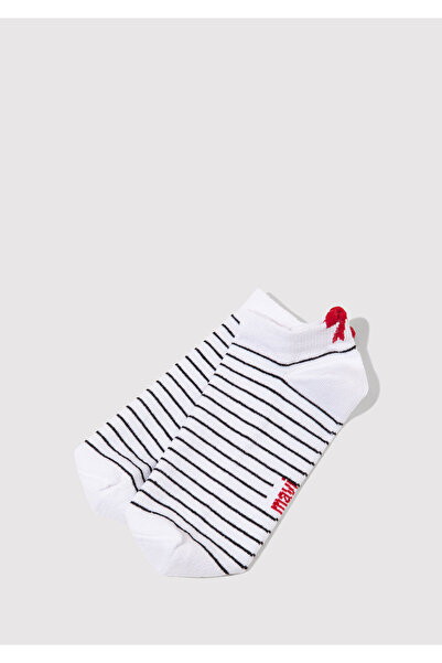 Mavi Kurdele Detaylı Beyaz Patik Çorap 1913786-620