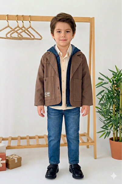 MeaShop Boy's Holiday Jacket, Hooded Jeans Vest , Shirt, Jeans Trousers 4-Pie...