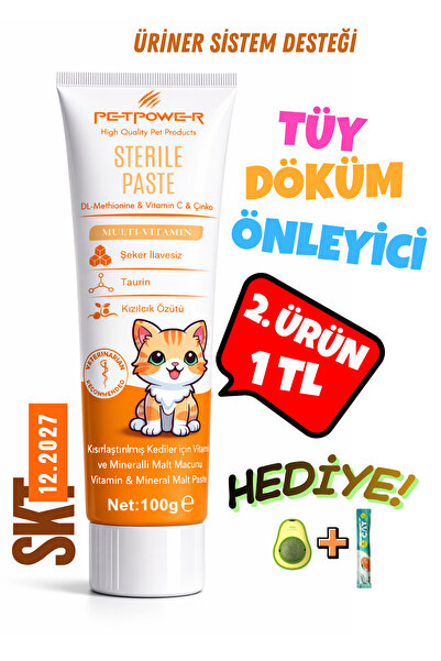 Petpower Tüy Döküm Önleyici Kedi Maltı 100 gr - Üriner Sistem Desteği, Taurin...