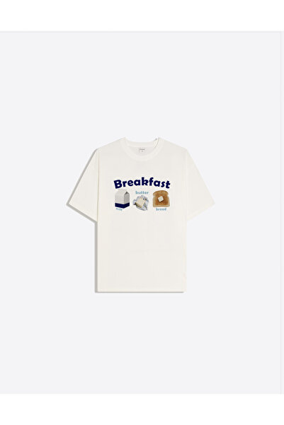 Disante Tricou pentru femei Breakfast Printed Crew Neck Oversize Trend