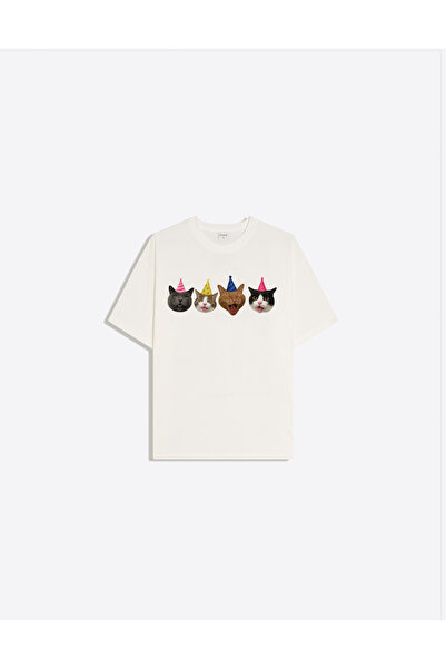 Disante Γυναικείο μπλουζάκι Pawty Time με στάμπα Crew Neck Oversize Trend