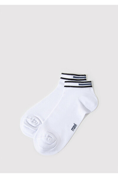 Mavi Stripe Detailed White Booties Socks 0911609 -620
