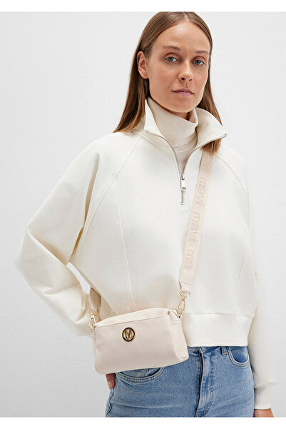 Mavi Beige Crossbody Bag with Seal Logo Detail 1912662-87740