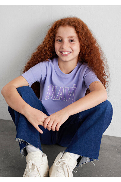 Mavi Lila T-Shirt mit Logo-Print, normale Passform / normaler Schnitt 7610109...