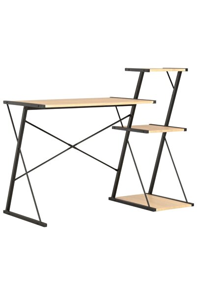 Concept Birou cu raft, negru și stejar, 116 x 50 x 93 cm