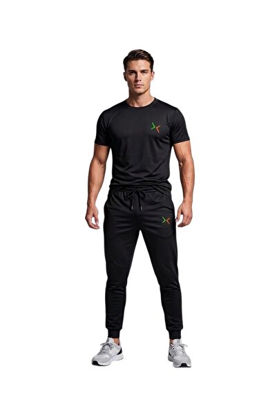 Always AKY Black Unisex Color Logo Summer Comfortable Combed Cotton Tracksuit Combination