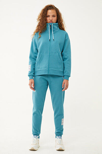 bilcee Dámská tmavě zelená tepláková souprava se 3 vlákny, elastickým lemem a...