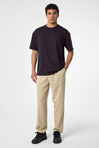 bilcee Men's Technical Fabric Beige Baggy Trousers 4590