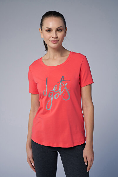 bilcee Women's Camellia Glitter Printed T-Shirt 4178