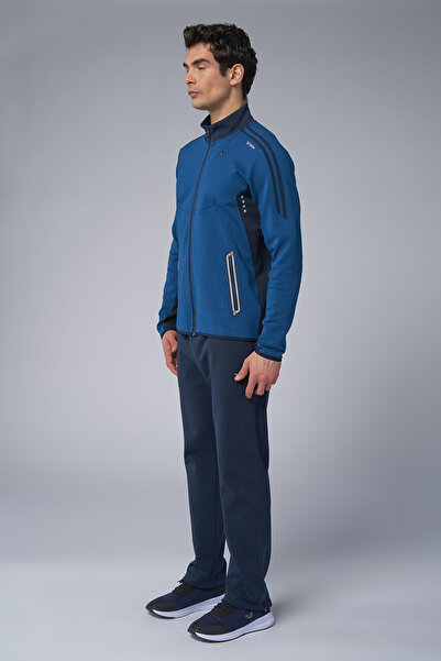bilcee Men's Blue Cotton Stand Collar Tracksuit Set 3960