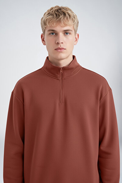 bilcee سويت شيرت رجالي ذو ياقة بسحاب مقاس كبير من Peak 7021