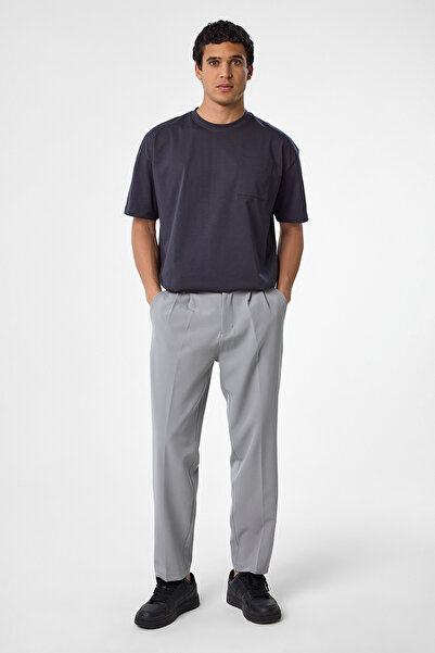 bilcee Men's Technical Fabric Gray Baggy Trousers 4590