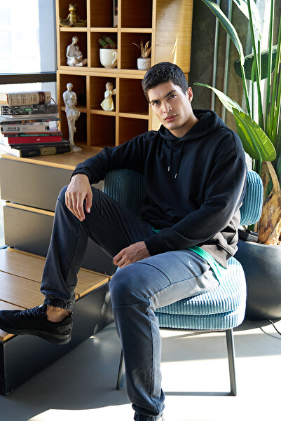 bilcee Unisex Anthracite Washed Washed Sweatpants 3925