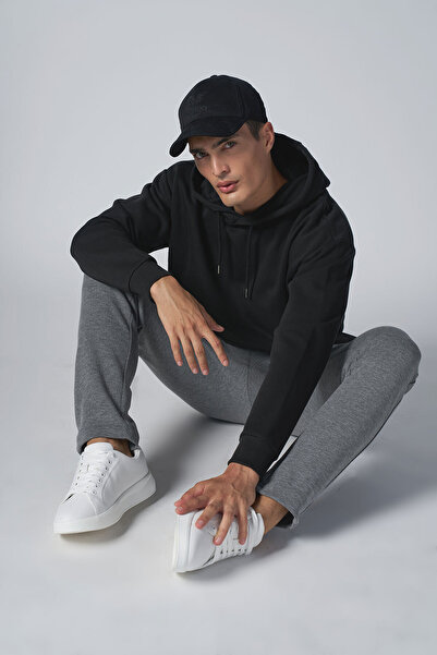 bilcee Peak Чоловічий чорний бавовняний худі з капюшоном і кишенями 7017