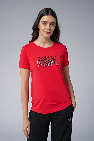 bilcee Tricou cu imprimeu roșu pentru femei (Model: 4071)