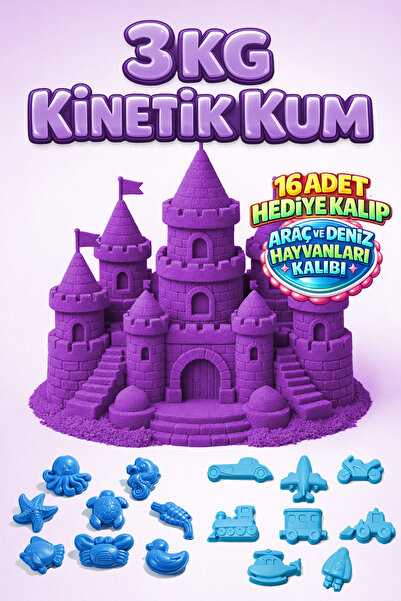 Kinetic Sand 3 KG Kinetik Kum ve 16 Adet Kum Kalıbı Hediye - Eğitici Öğretici...