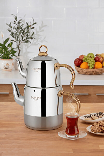 Bonera Set de ceainic din oțel inoxidabil Vita, mărime medie, cu mâner decora...