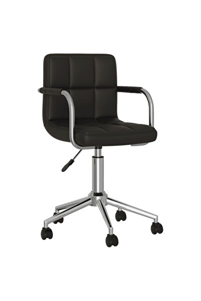 Concept Scaun de bucătărie rotativ, negru, piele ecologică