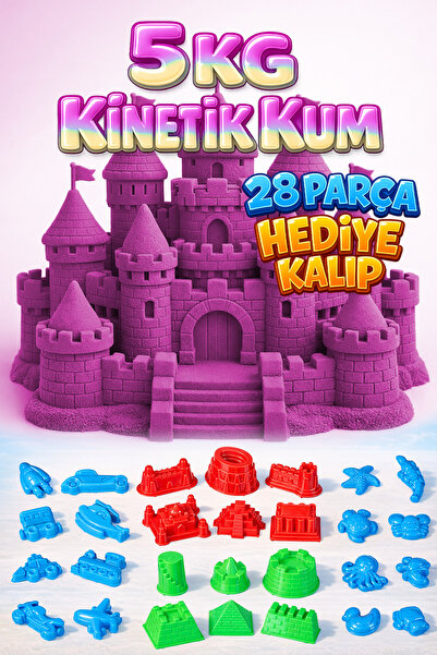 Kinetic Sand 5 KG Kinetik Kum ve 28 Parça Kum Kalıbı Hediye - Eğitici ve Öğre...
