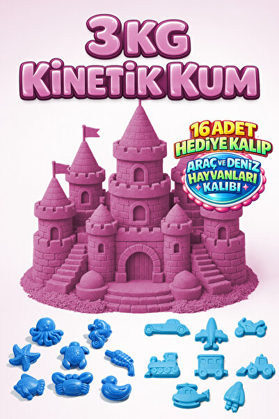Kinetic Sand 3 KG Kinetik Kum ve 16 Adet Kum Kalıbı Hediye - Eğitici Öğretici...