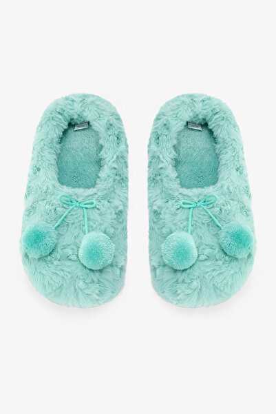 Penti Papuci confortabili cu pompon verde deschis