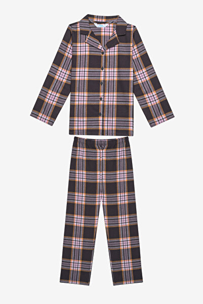Penti Set de pijamale pentru fete din bumbac, cămașă roșie în carouri