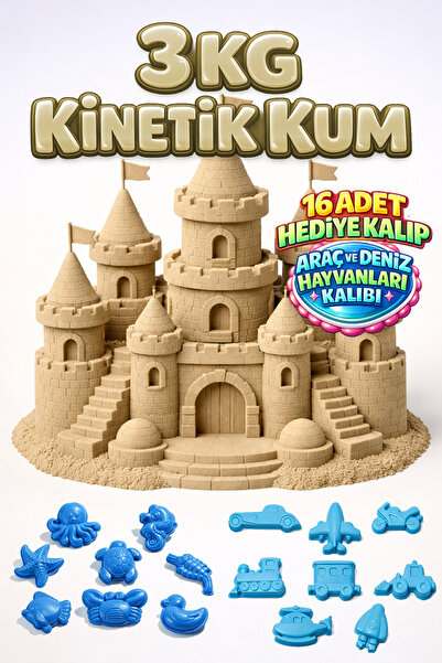 Kinetic Sand 3 KG Kinetik Kum ve 16 Adet Kum Kalıbı Hediye - Eğitici Öğretici...
