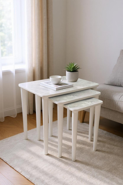 Canisa Merlin Serisi 3'lü Lak Panel Rampla Gri Üst Tabla Beyaz Ayak Zigon Seh...