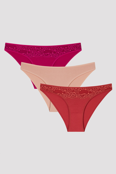 Penti سراويل داخلية صيفية مثيرة بتفاصيل دانتيل متعددة الألوان مكونة من 3 قطع