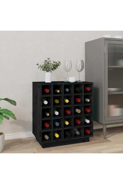 Concept Dulap de vinuri, negru, 55,5x34x61 cm, lemn masiv de pin