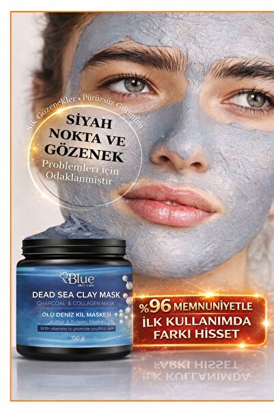 BLUE Skin Care Ölü Deniz Kil Maskesi Kolajen Siyah Nokta Karşıtı Ölü Deriden ...